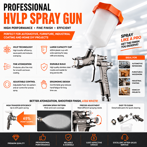 Professional HVLP Spray Gun 600ml Gravity Feed Paint Sprayer for Automotive Furniture Industrial & DIY Coating