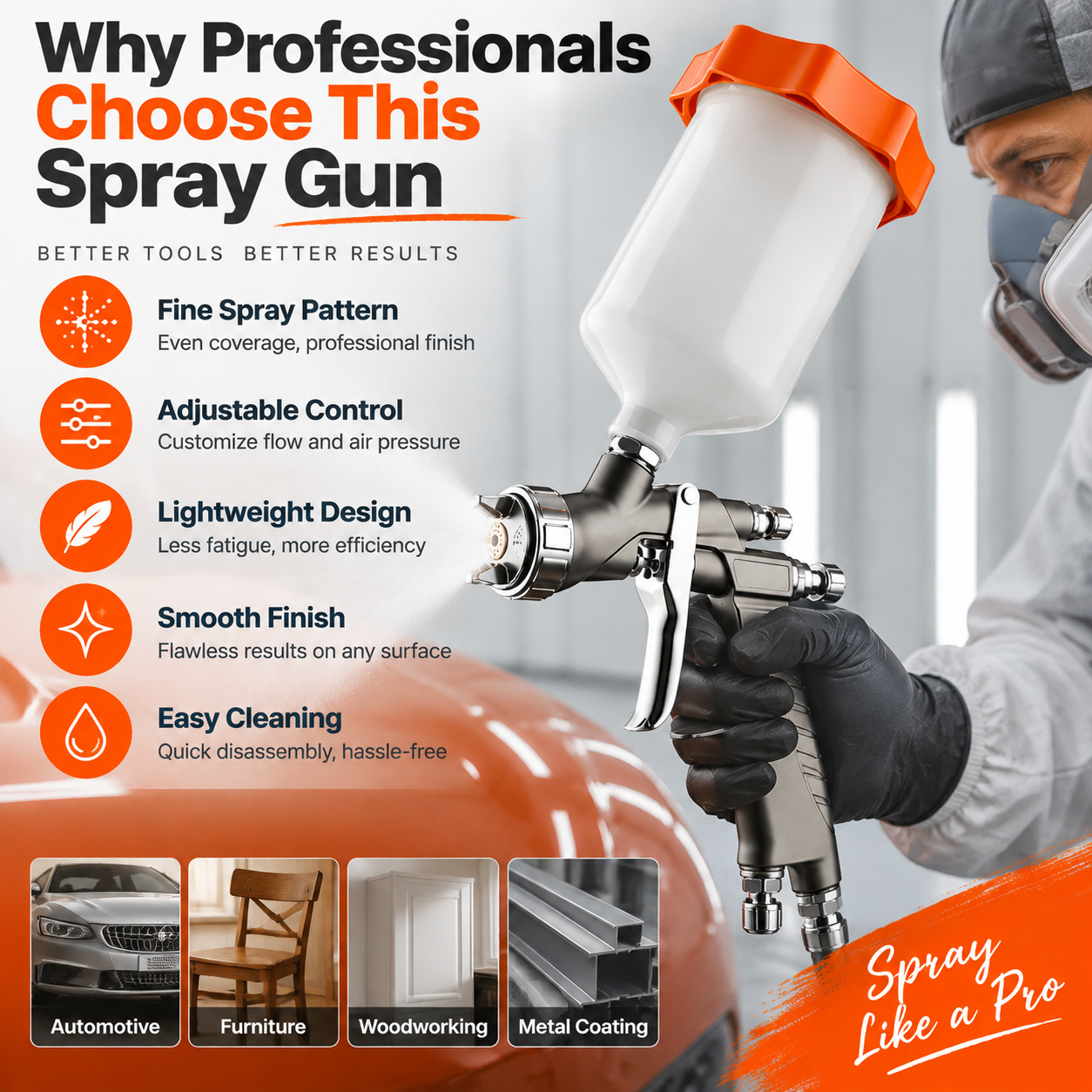 SK-301 LVLP Professional Automotive Spray Gun