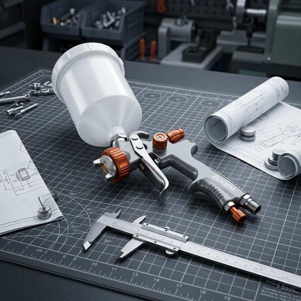 Professional LVLP Gravity Feed Spray Gun with Bench Stand