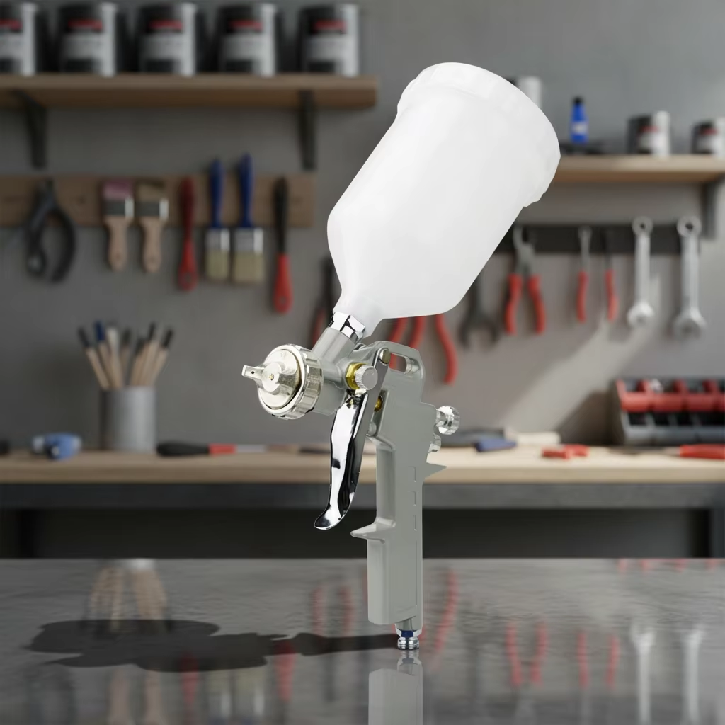 Gravity Feed Paint Spray Gun with Hanging Hook for Easy Workshop Storage