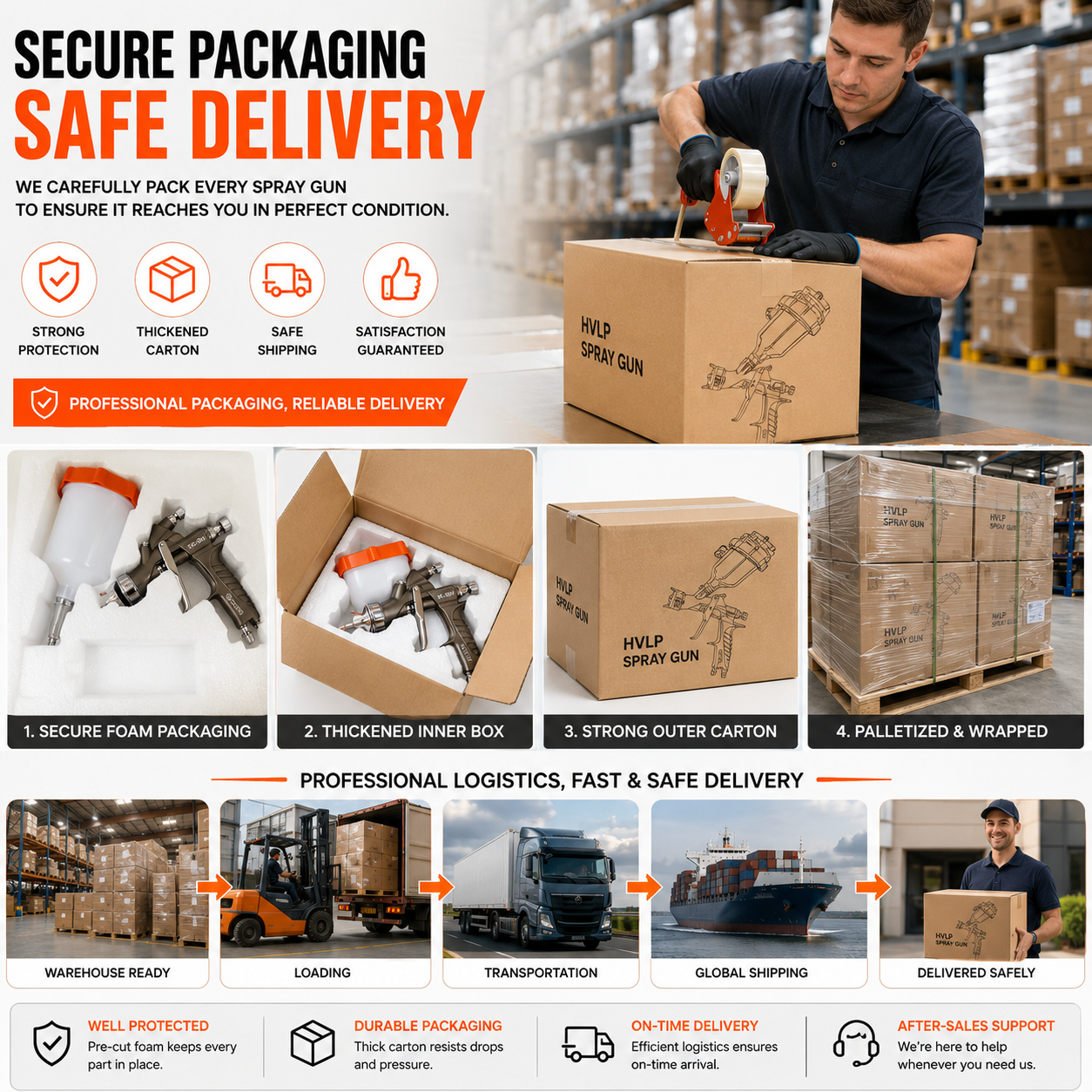 HVLP Spray Gun with Secure Protective Packaging Safe Delivery Professional Paint Sprayer