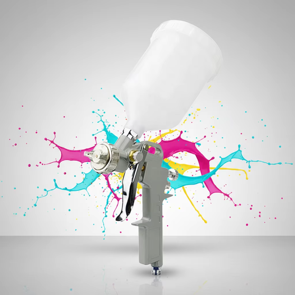 Compact Gravity Feed Spray Gun for Bench Painting and Finishing Work