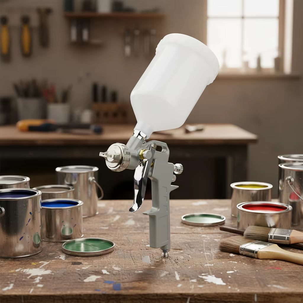 Engineering Style Gravity Feed Paint Spray Gun for Precision Workshop Use