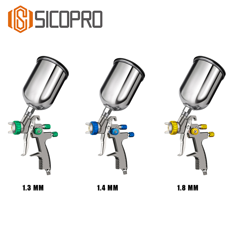 SICOPRO Pistola de Pintura LVLP por Gravidade para Repintura Automotiva e Móveis