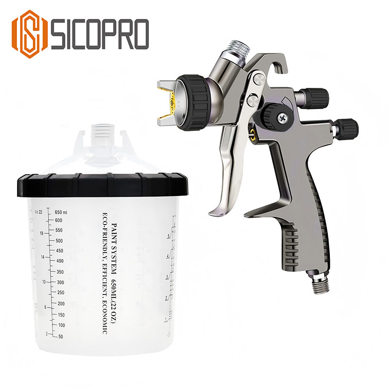 SICOPRO SK-2011 Spray Gun with Disposable Pot – Efficient LVLP Coating System
