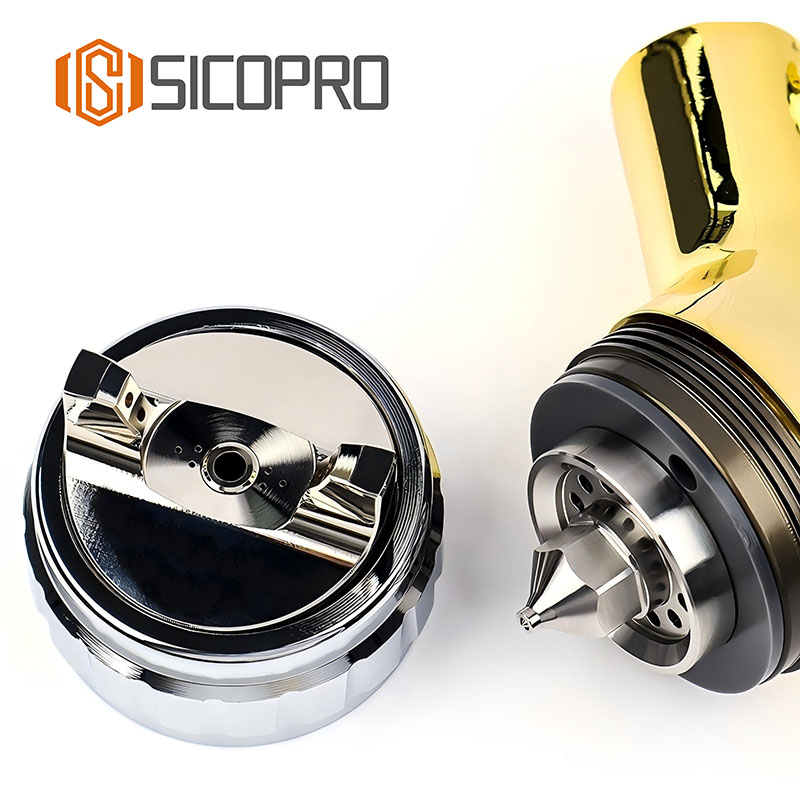 TTS LVLP Spray Gun with Precision Nozzle and High Atomization – Gold Edition