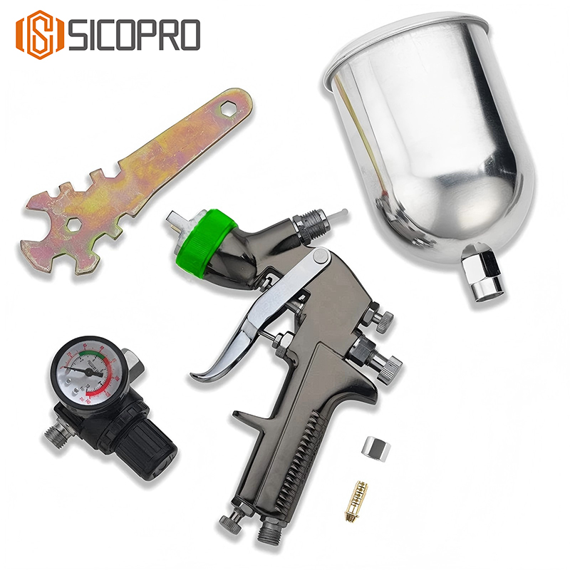 4001P Silver LVLP Spray Gun with Pressure Regulator and Cup