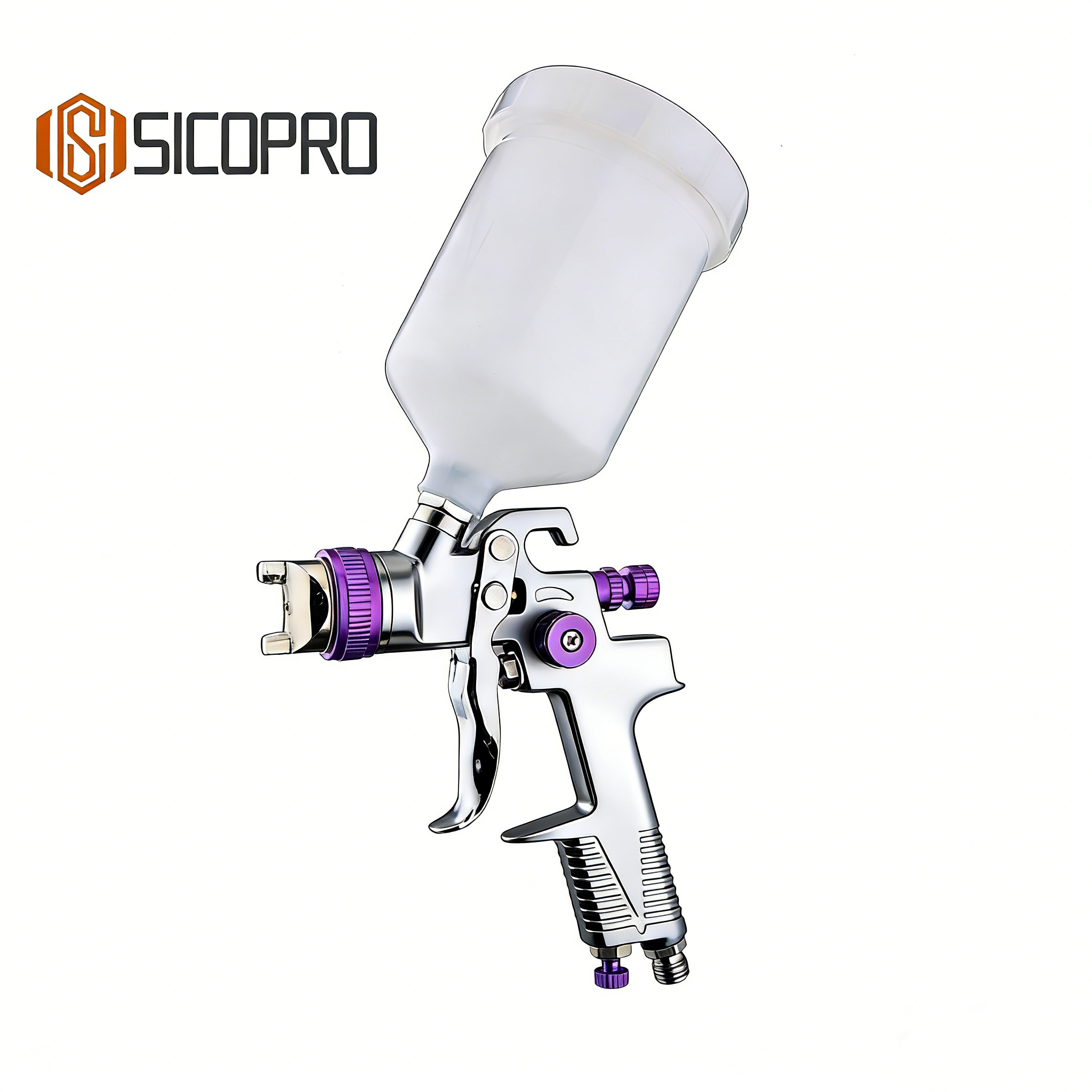 H970 LVLP Gravity Feed Spray Gun – High Transfer Efficiency Automotive Refinishing Tool (Purple)