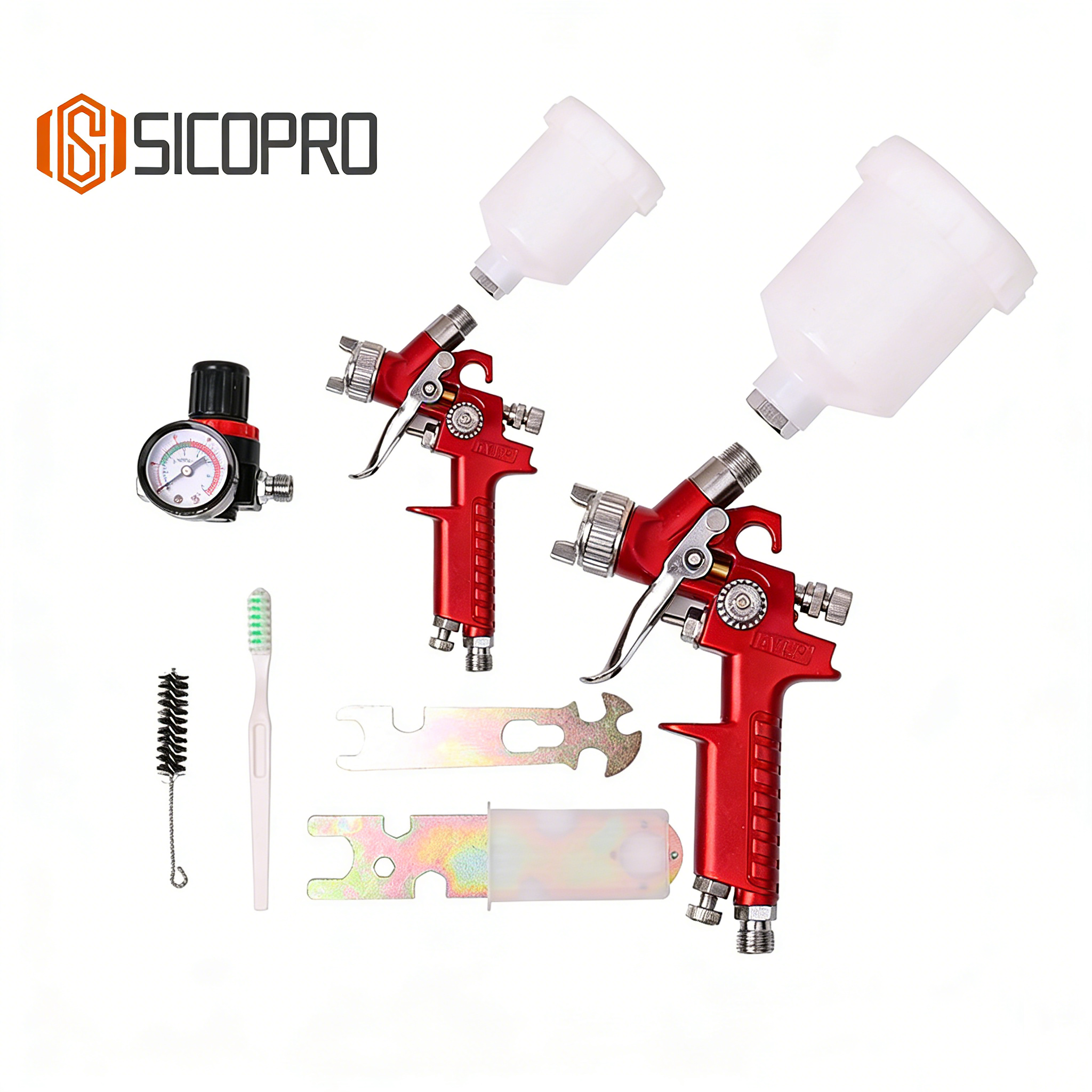 SICOPRO H827 Kit Red LVLP Spray Gun Set – Automotive & Woodworking Paint Tool