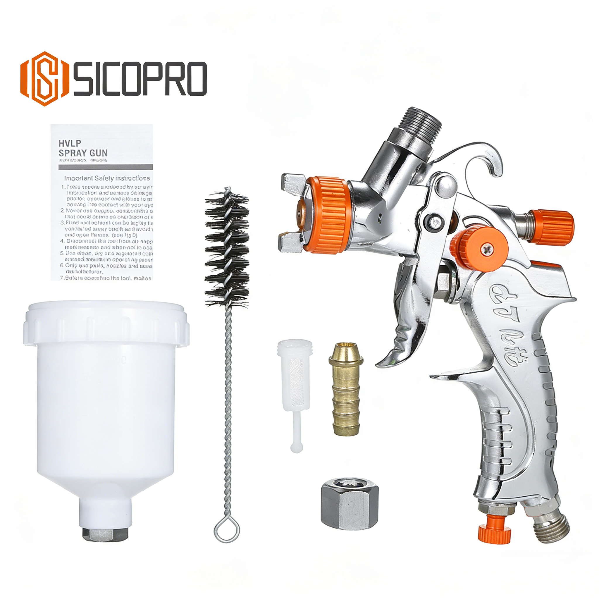 MINI2006 LVLP Spray Gun Set with Adjustable Nozzle and Cleaning Kit - Orange Edition