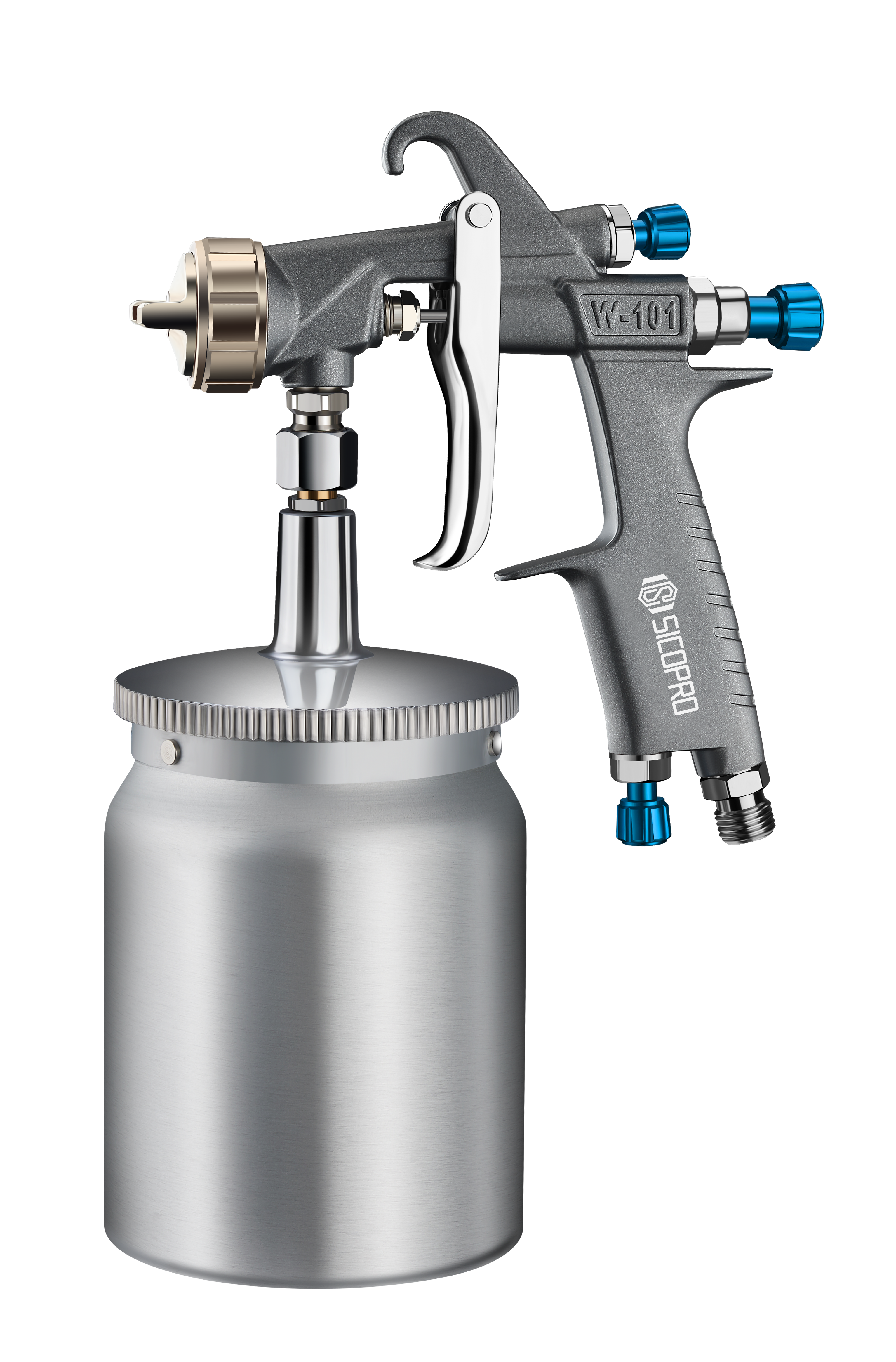 SicoPro W-101 Suction Feed Spray Gun – Professional LVLP Spray Gun with Aluminum Cup