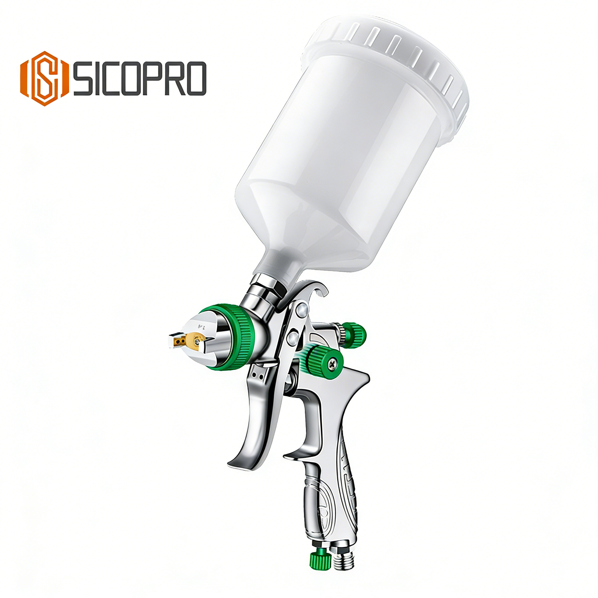 H-887P LVLP Gravity Feed Spray Gun - Green Adjustment Knobs