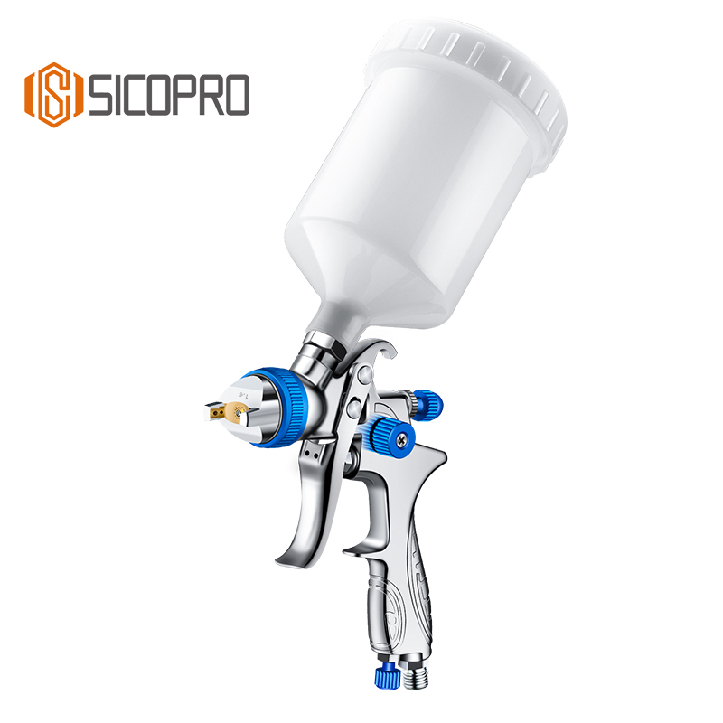 H-887P LVLP Gravity Feed Spray Gun - Blue Adjustment Knobs