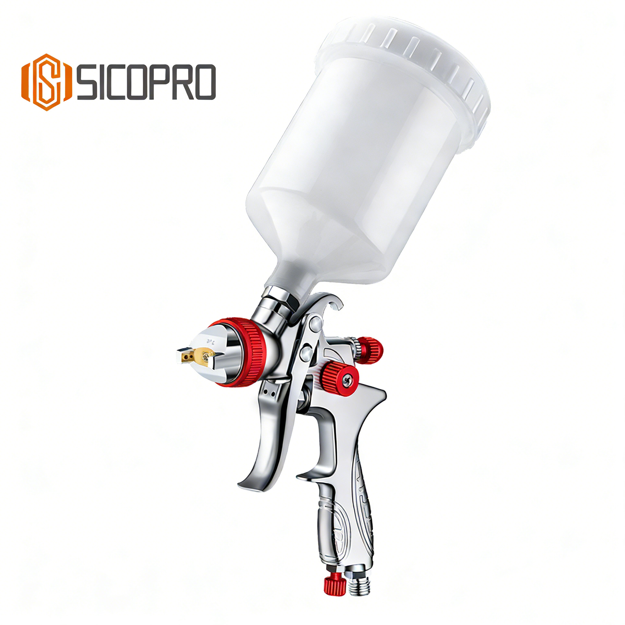 SICOPRO H887P Red Knob LVLP Gravity Feed Spray Gun – High Transfer Efficiency Refinish Tool