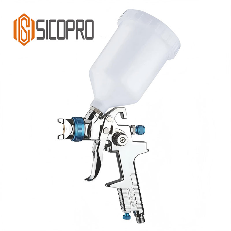 Sicopro SK-827 LVLP Spray Gun – Gravity Feed, Professional Refinished Painting Gun, 600ml Plastic Cup
