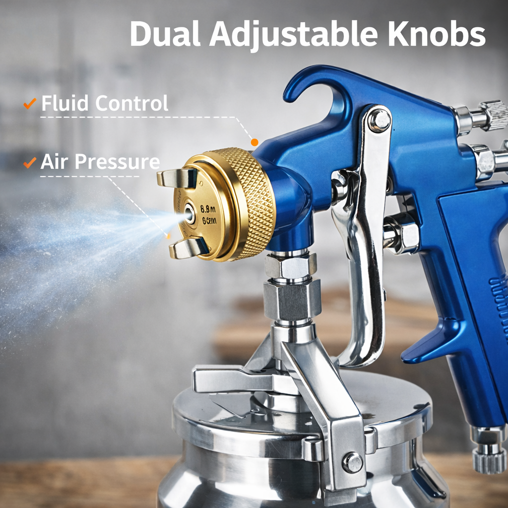 Professional LVLP High Transfer Efficiency Spray Gun with Stainless Steel Cup – Adjustable Fan & Fluid Control