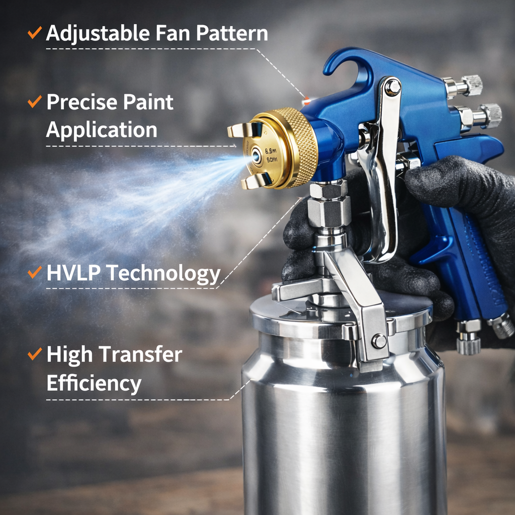 Industrial LVLP Precision Atomizing Paint Sprayer with 1L Stainless Pressure Pot – Dual Control Refinish System