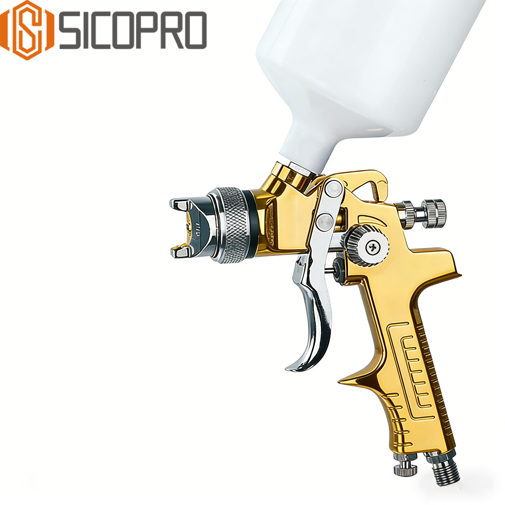 SICOPRO AS-1001 Gold HVLP Gravity Feed Spray Gun – Automotive and Industrial Paint Tool