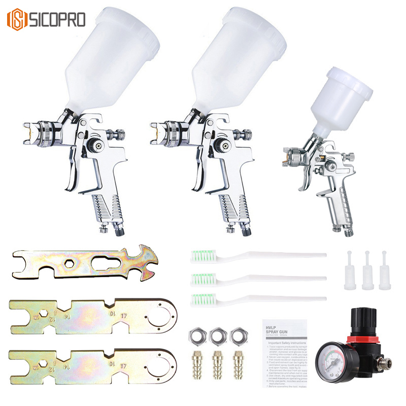 Sicopro LVLP Spray Gun – H-970P + H-2000P with Gravity Feed Cup, Automotive & Woodworking Sprayer