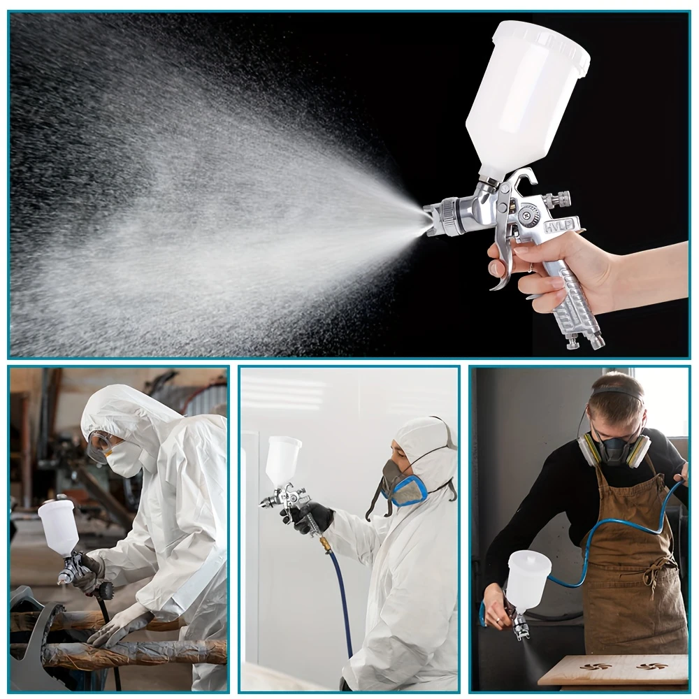H-827P + H-2000P LVLP Spray Gun Kit with MF-05 Regulator – 2-Piece Gravity Feed Paint Guns with Plastic Cups & Accessories