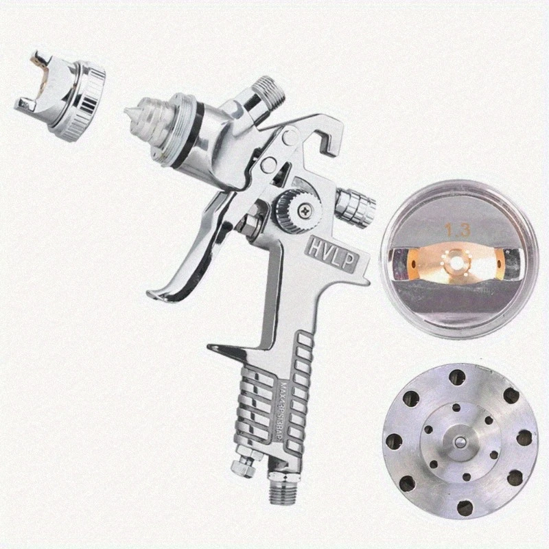 H-827P LVLP Gravity Feed Spray Gun Set with Aluminum Cup – Professional Automotive & Wood Finishing Tool Kit