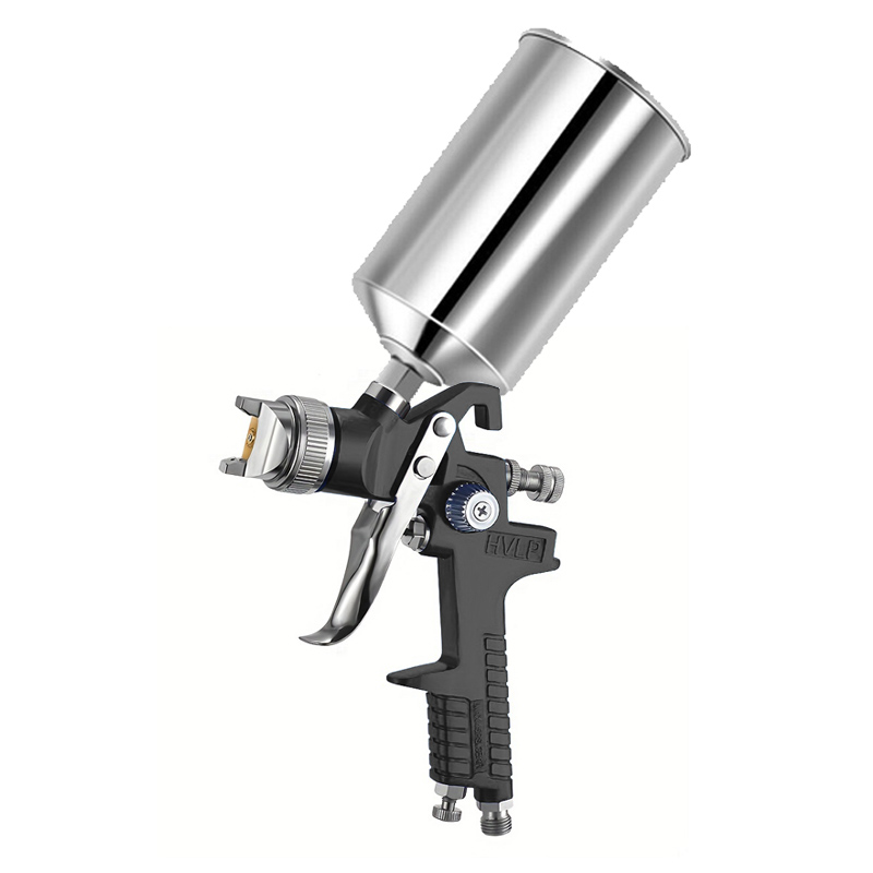 SICOPRO Black LVLP Spray Gun Set – H-827P & H-2000P with Aluminum Cups and Accessories in Kraft Box