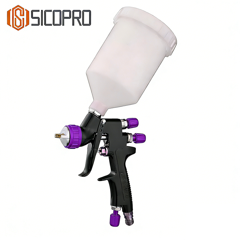 SICOPRO Pistola de Pintura LVLP de Alta Eficiência com Copo Superior e Bico de 1,3mm para Uso Automotivo e Industrial