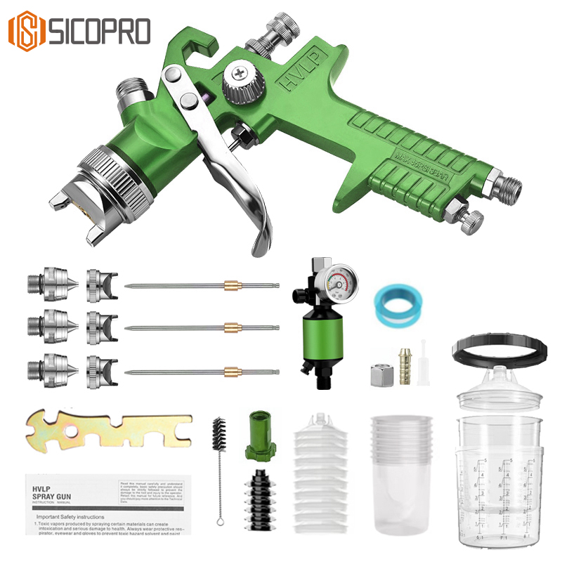 H-827P Green LVLP Spray Gun Kit with MF-10 Regulator & Disposable Cup System
