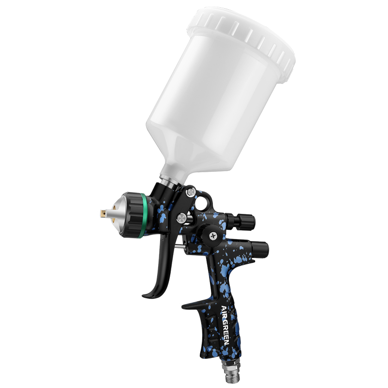 S100B LVLP Gravity Spray Gun – Blue Splatter Edition for Automotive & Furniture Finishing