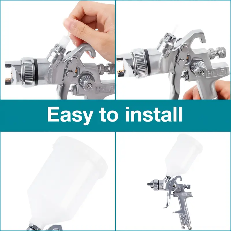 H-827P+H-2000P LVLP Chrome Spray Gun Kit with Plastic Cups