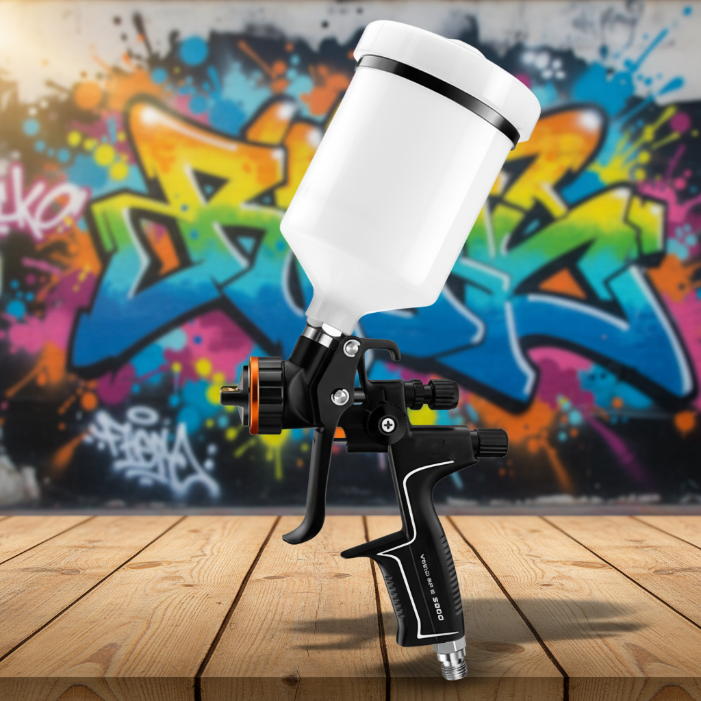 Compact LVLP Pneumatic Spray Gun with Pressure Gauge