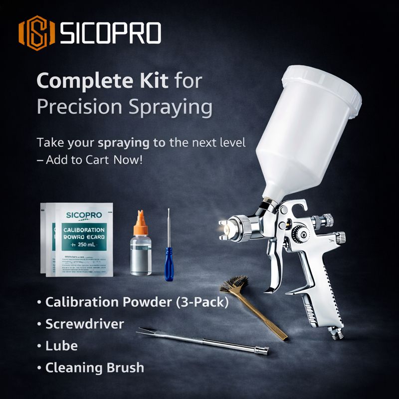 SICOPRO Professional HVLP Spray Gun 1.4mm Stainless Steel Nozzle | For Automotive, Woodworking, Industrial