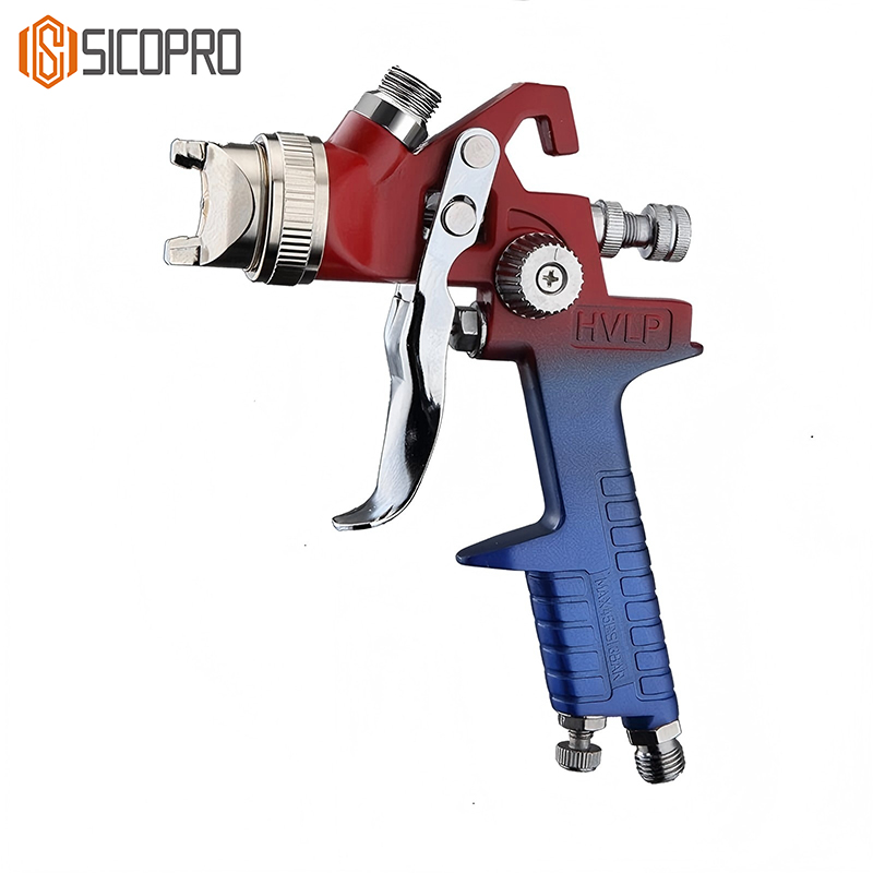 SICOPRO Two-Tone LVLP Spray Gun - Red & Blue HVLP Style