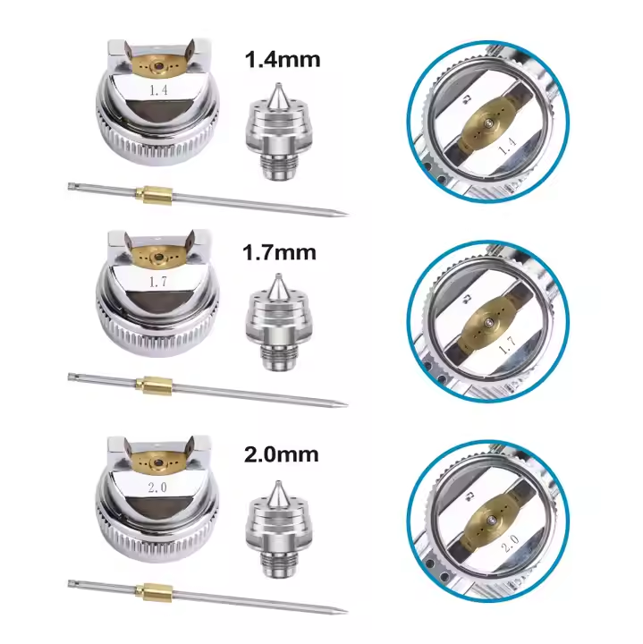 H-827P Chrome LVLP Spray Gun Kit with Plastic Cup and Nozzle Set