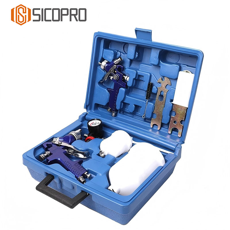 HVLP 2PCS Blue Spray Gun Kit with Plastic Cups and Tool Set