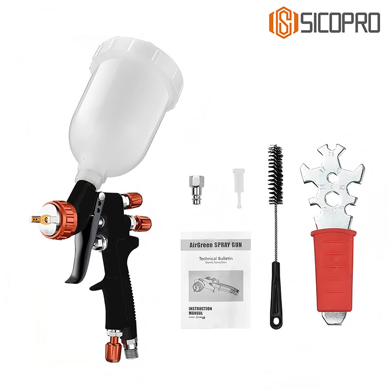 SICOPRO Professional LVLP Spray Gun Kit with Adjustable Nozzle – Automotive and Furniture Refinishing