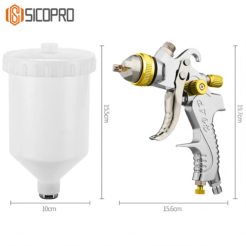 SICOPRO LVLP Spray Gun SK-2008 Yellow Edition 1.4mm Nozzle with 600ml Gravity Cup