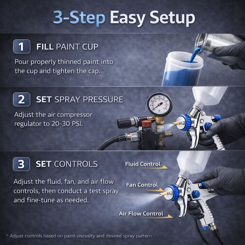 SICOPRO SK-2010 LVLP Gravity Feed Spray Gun for Professional Painting
