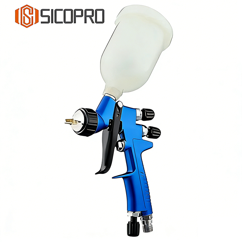 SICOPRO Mini HVLP Spray Gun 0.8mm Nozzle with 125ml Gravity Cup for Spot Repair & Fine Detail Work