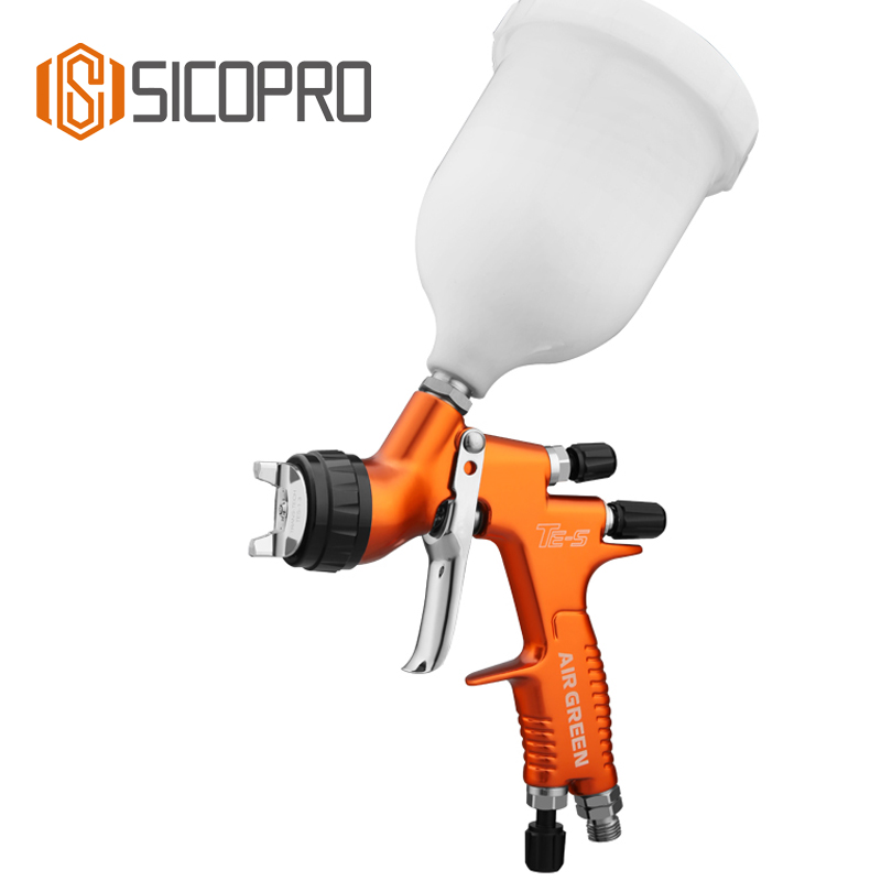 TES Premium LVLP Gravity‑Feed Spray Gun – Orange/Metal Hybrid Body