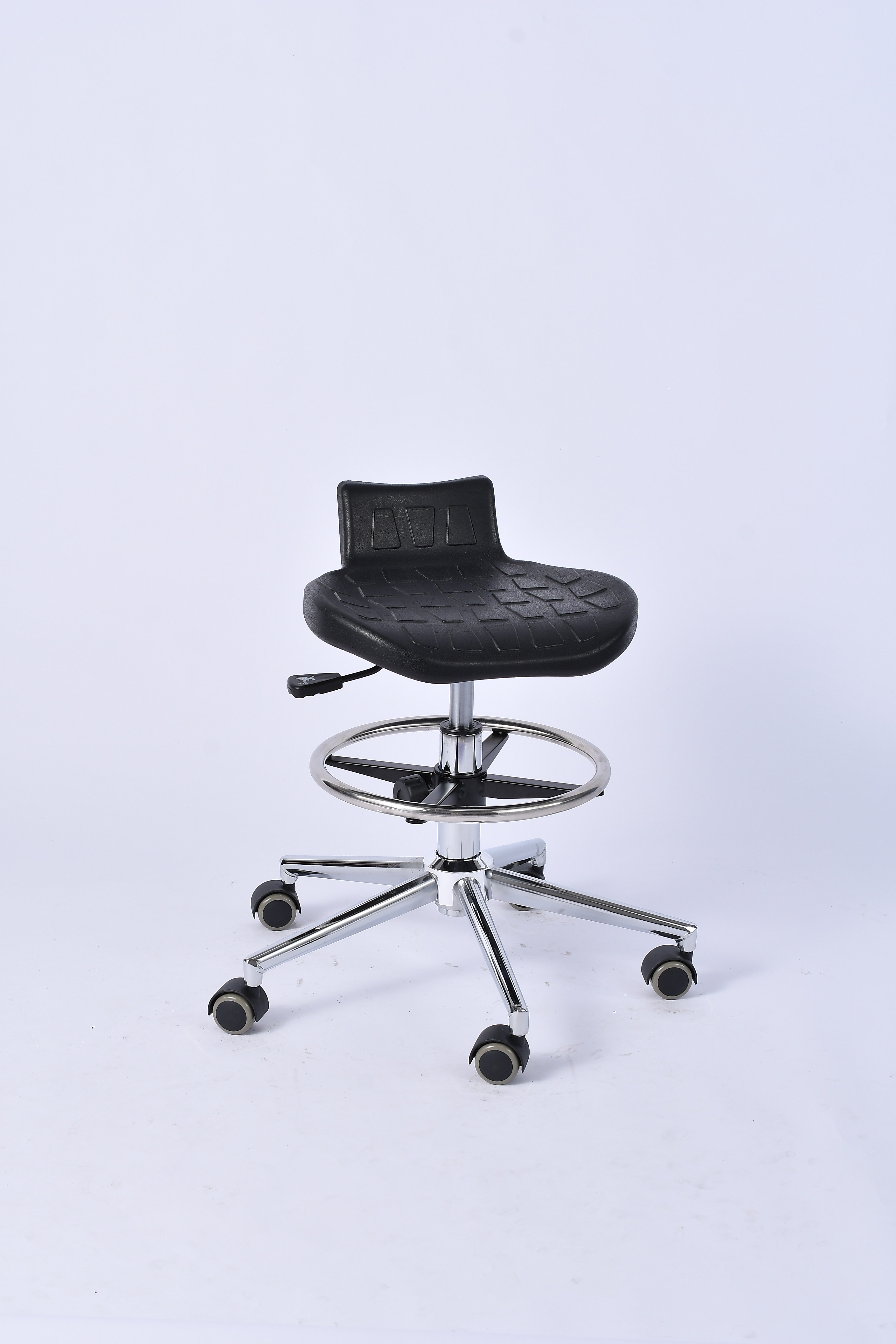 Industrial Polyurethane Adjustable and Casters with Chrome Foot Ring Laboratory Stool