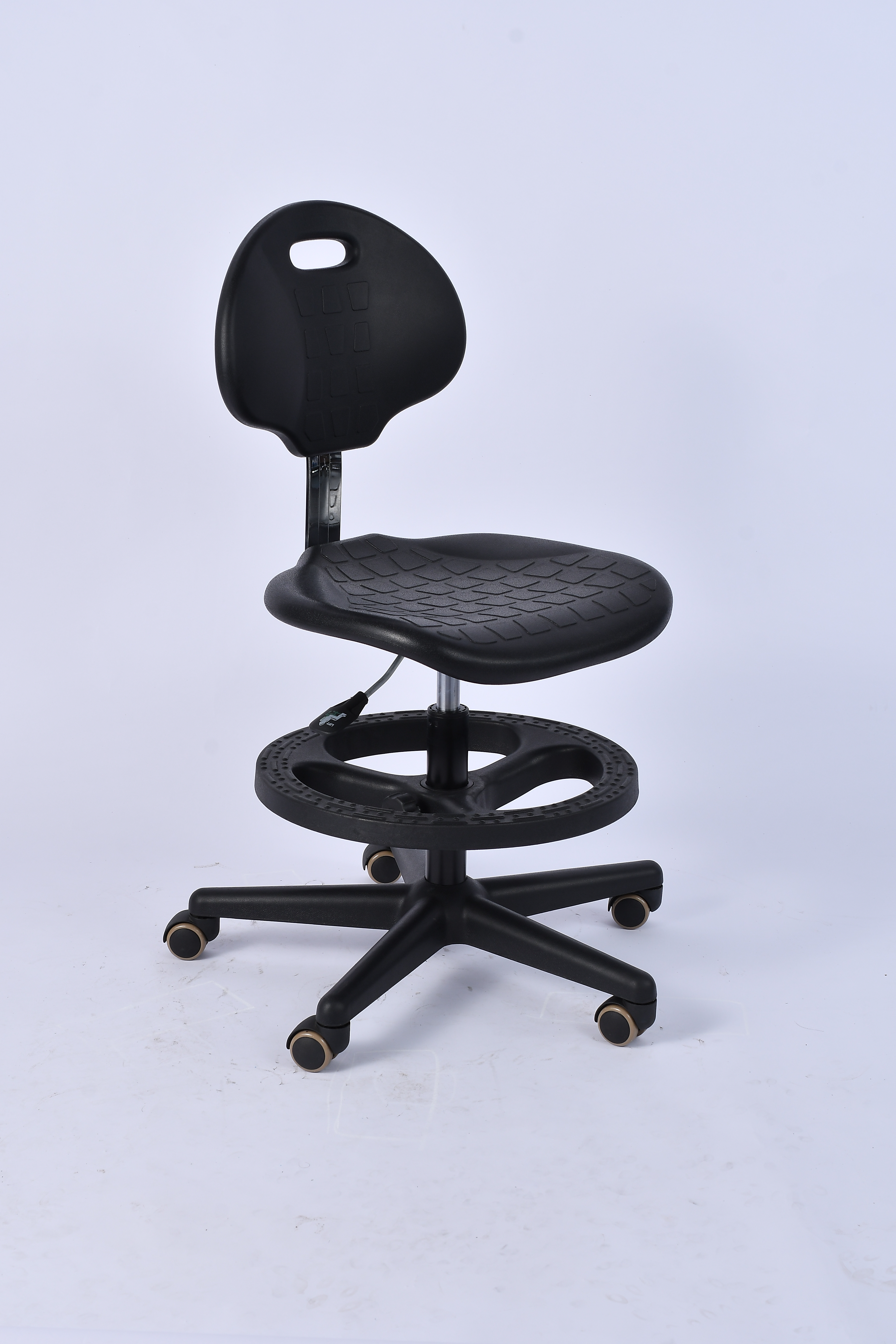 Industrial Polyurethane Chrome Foot Ring and Casters with Adjustable Laboratory Chair
