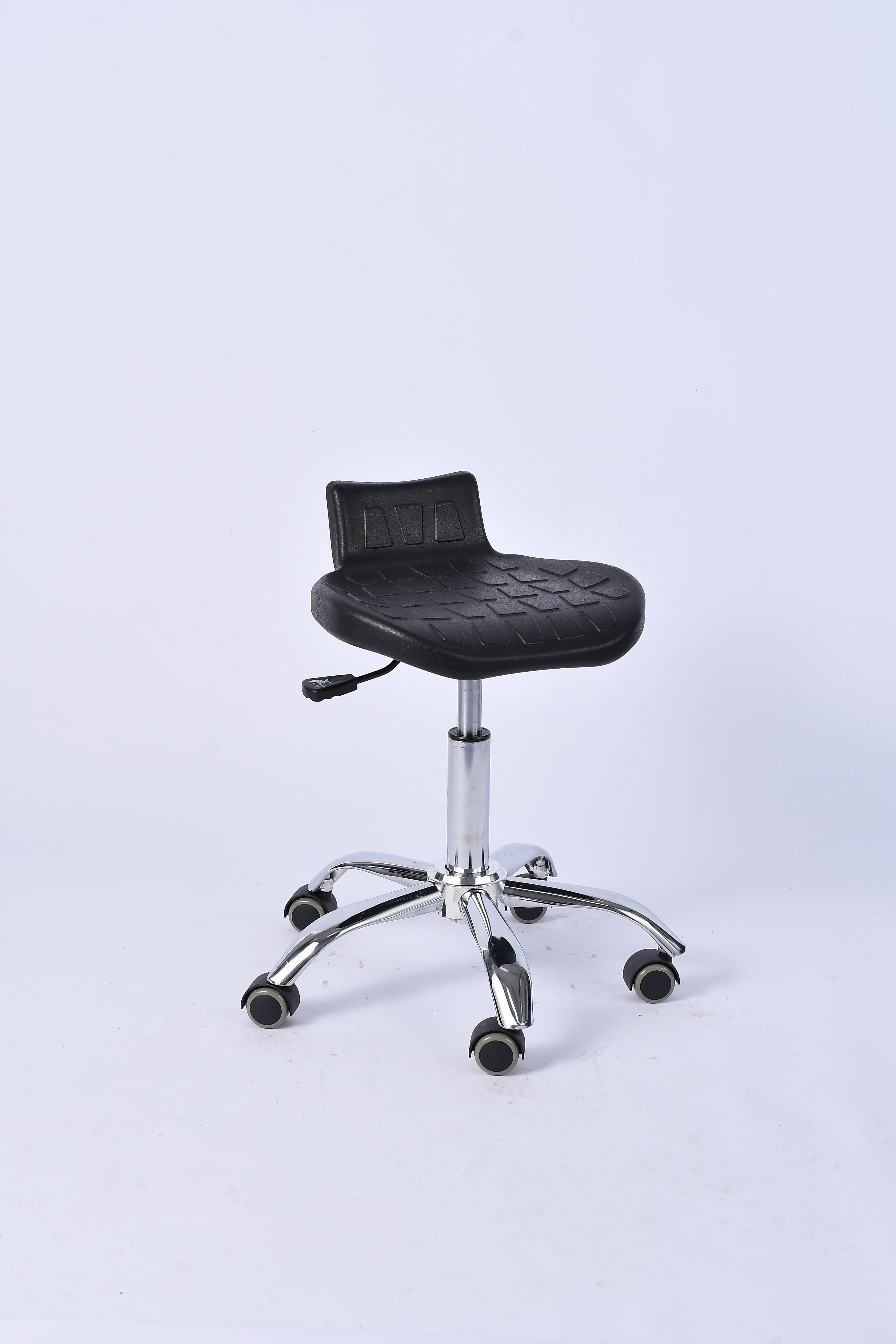 Industrial PU Chrome Foot Ring Caster Wheels Height Adjustable Laboratory Chair