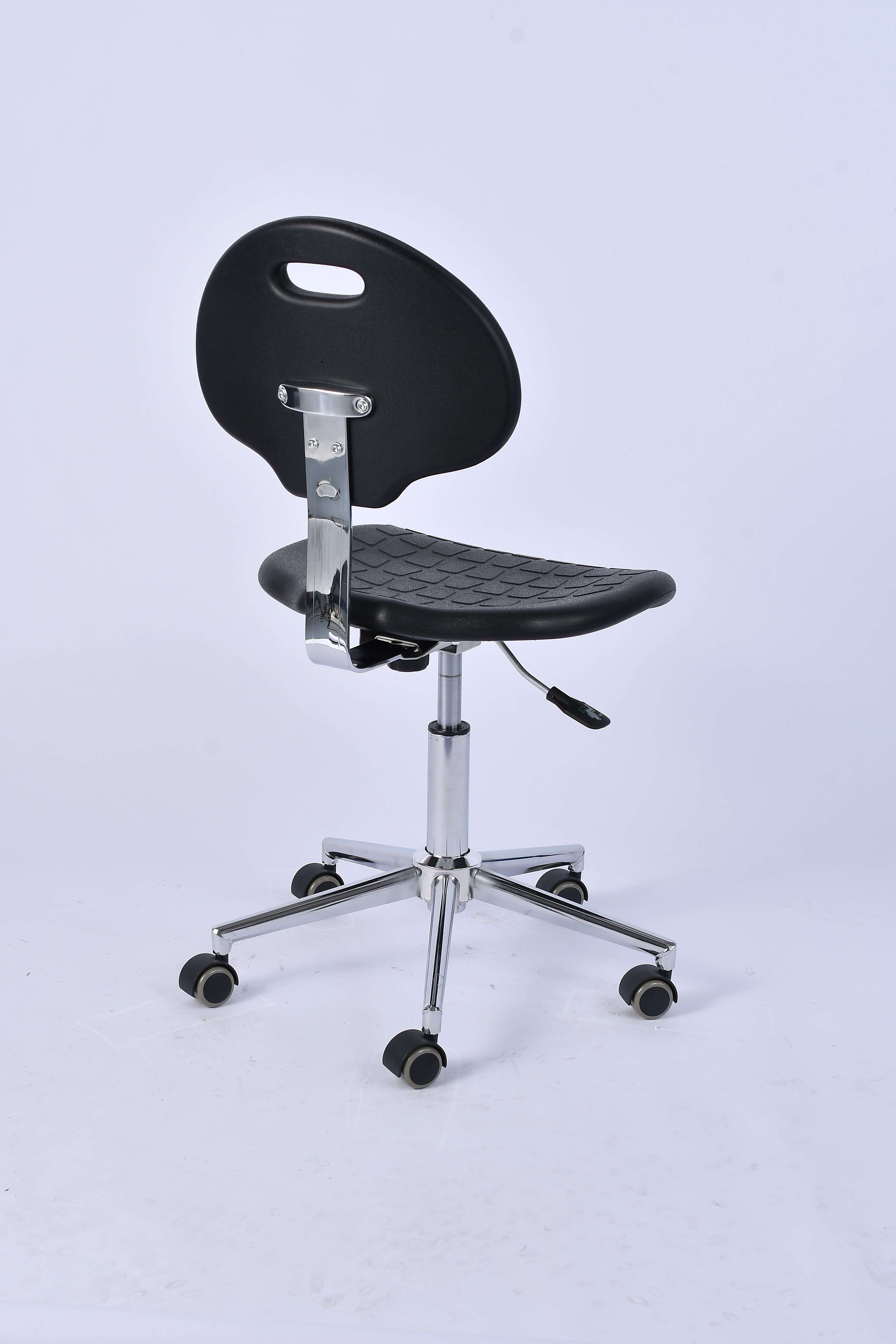Industrial Polyurethane and Chrome Foot Ring with Adjustable Casters Laboratory Chair