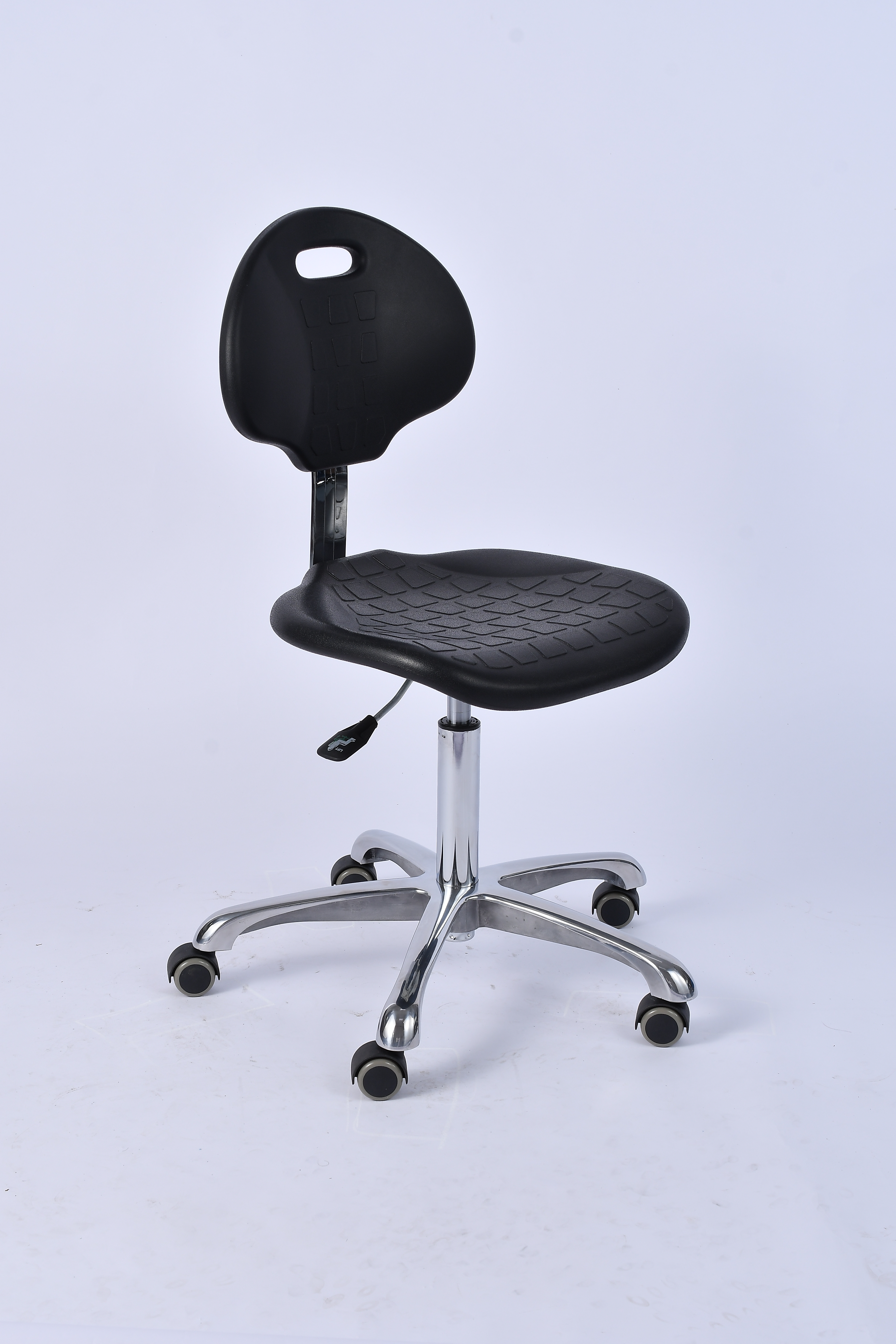 Industrial Polyurethane Casters and Adjustable Chrome Foot Ring Laboratory Chair
