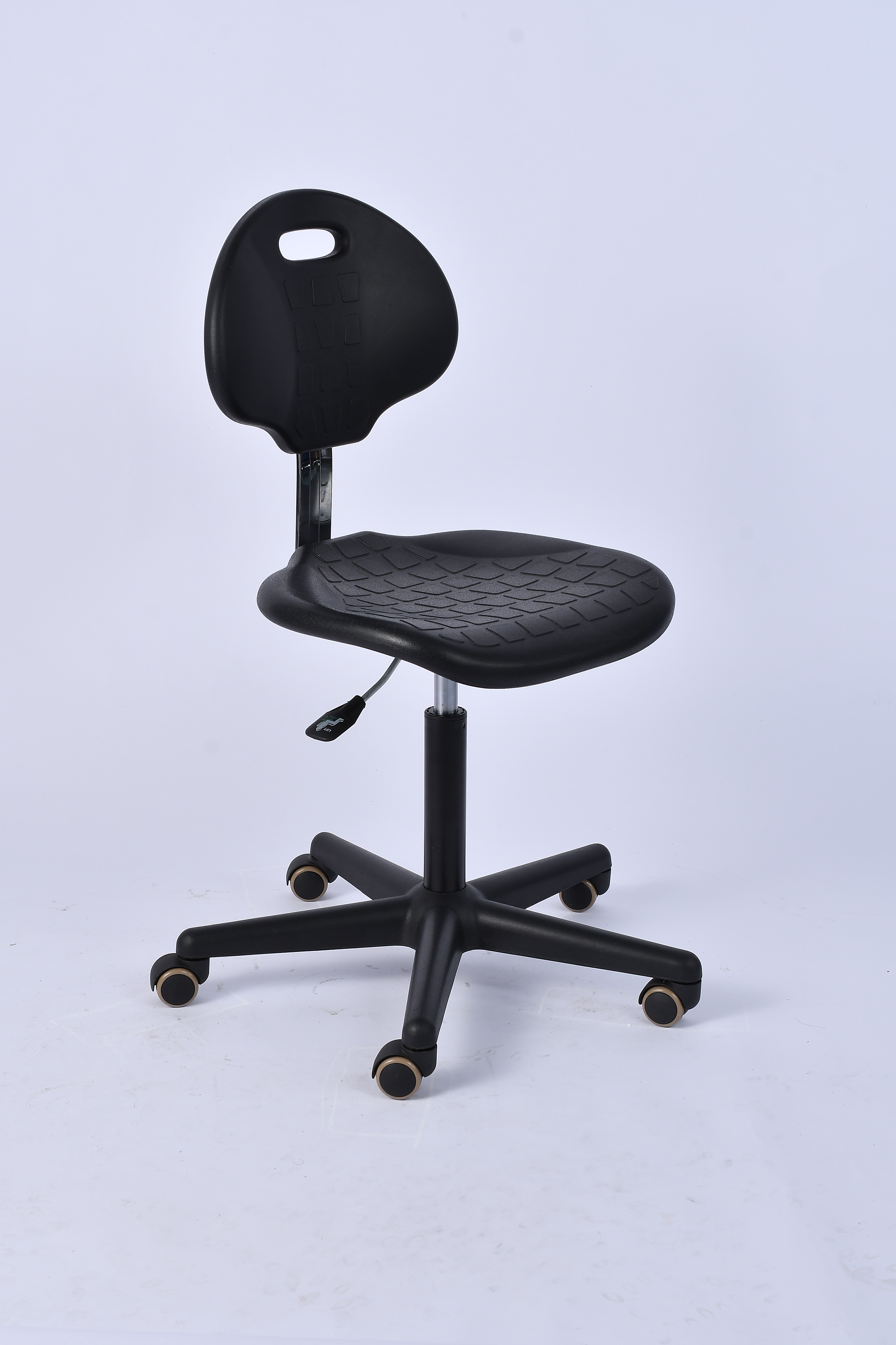 Industrial Polyurethane Casters and Adjustable Chrome Foot Ring Laboratory Seating