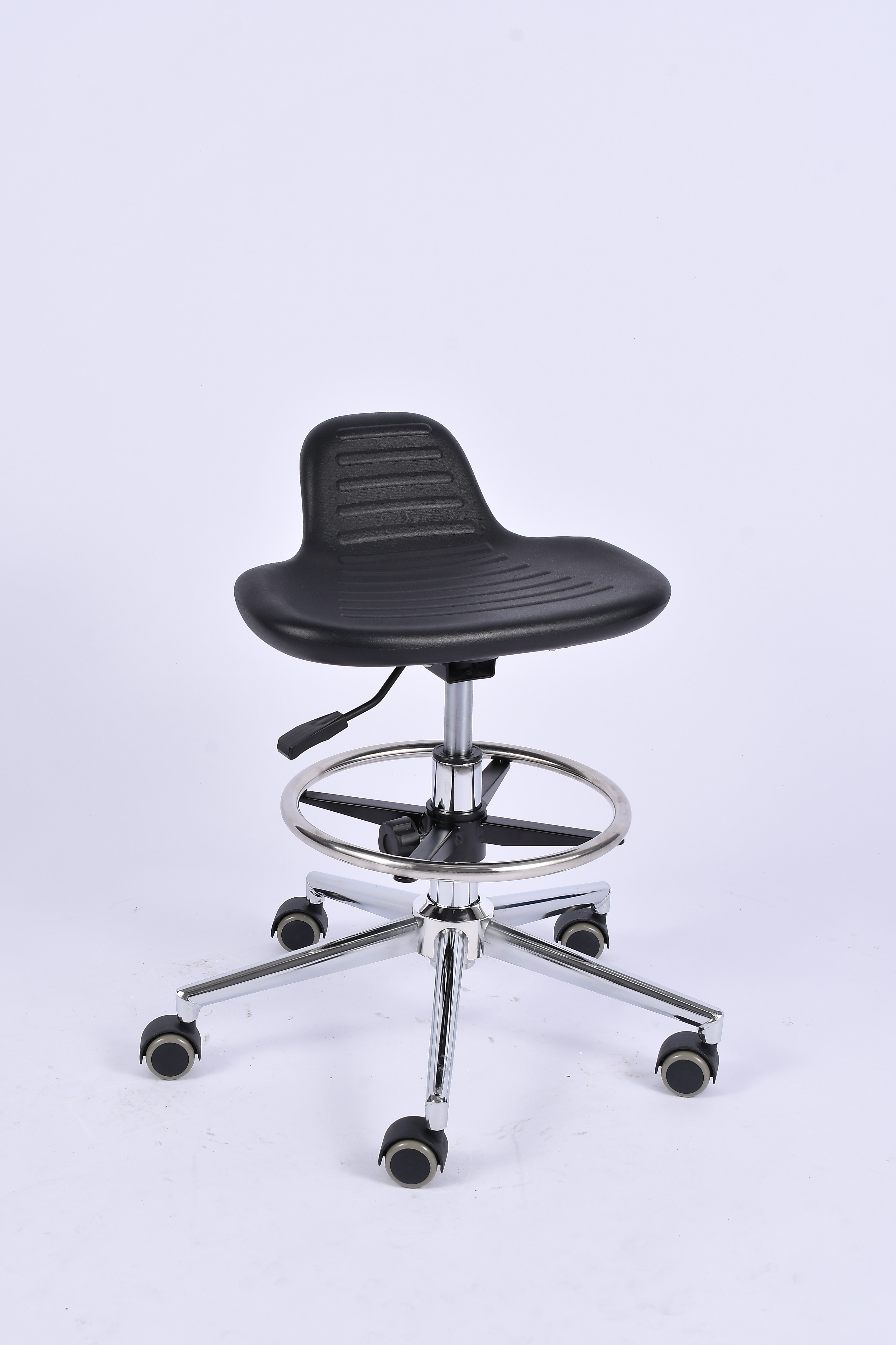Industrial Polyurethane Chrome Foot Ring with Casters Adjustable and Laboratory Seating