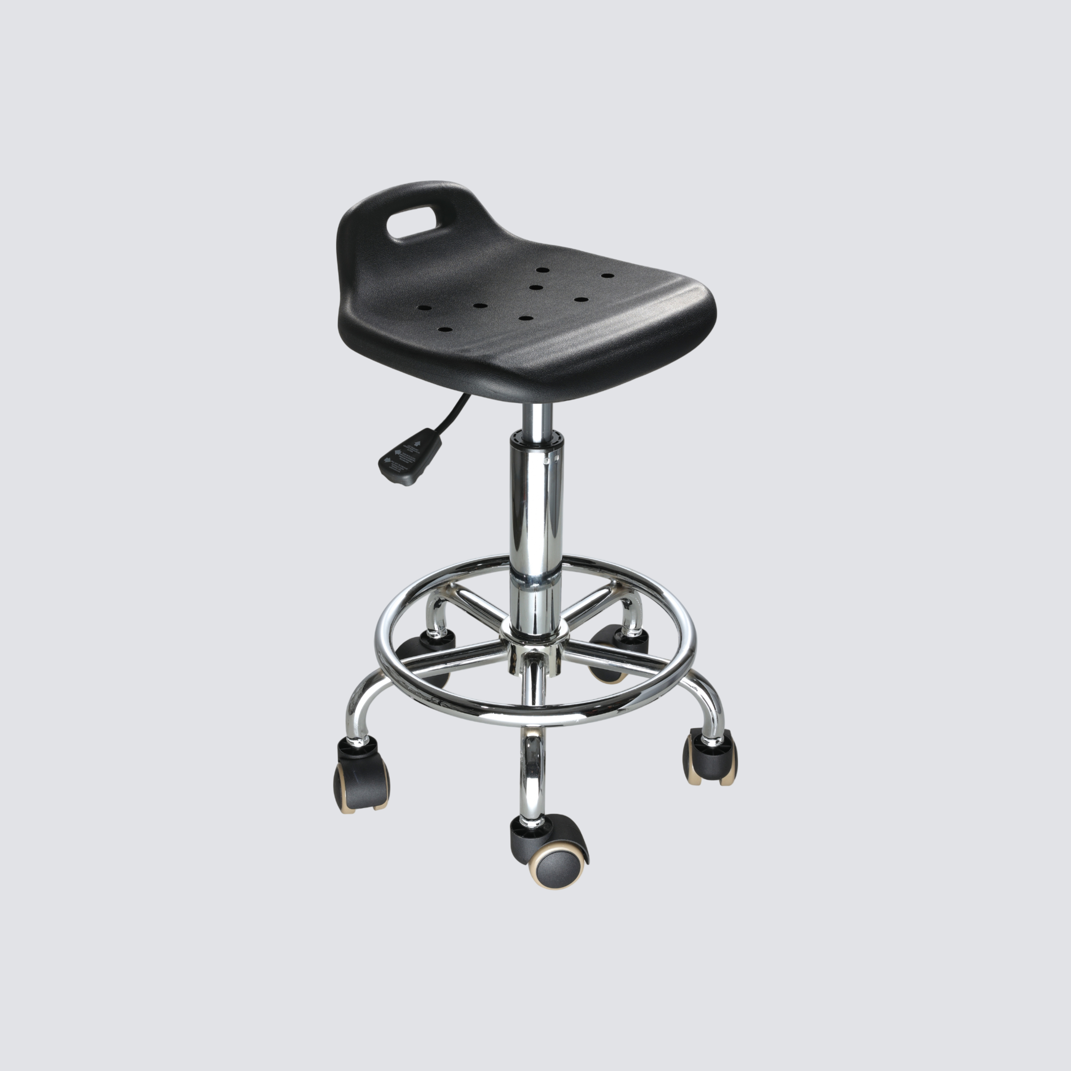 Industrial PU Chrome Base Casters Adjustable Laboratory Stool