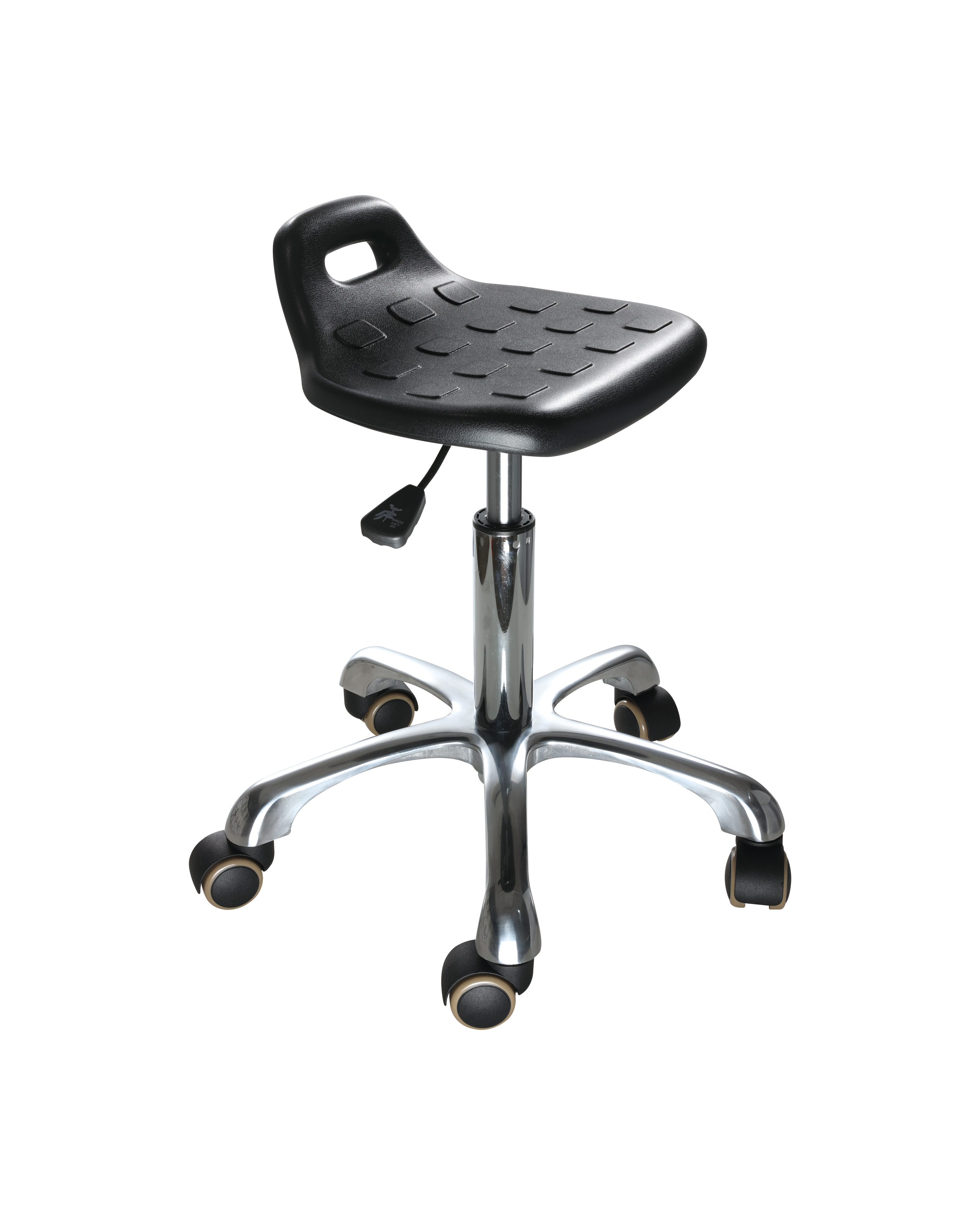 Industrial Polyurethane Adjustable and Chrome Foot Ring with Casters Laboratory Chair