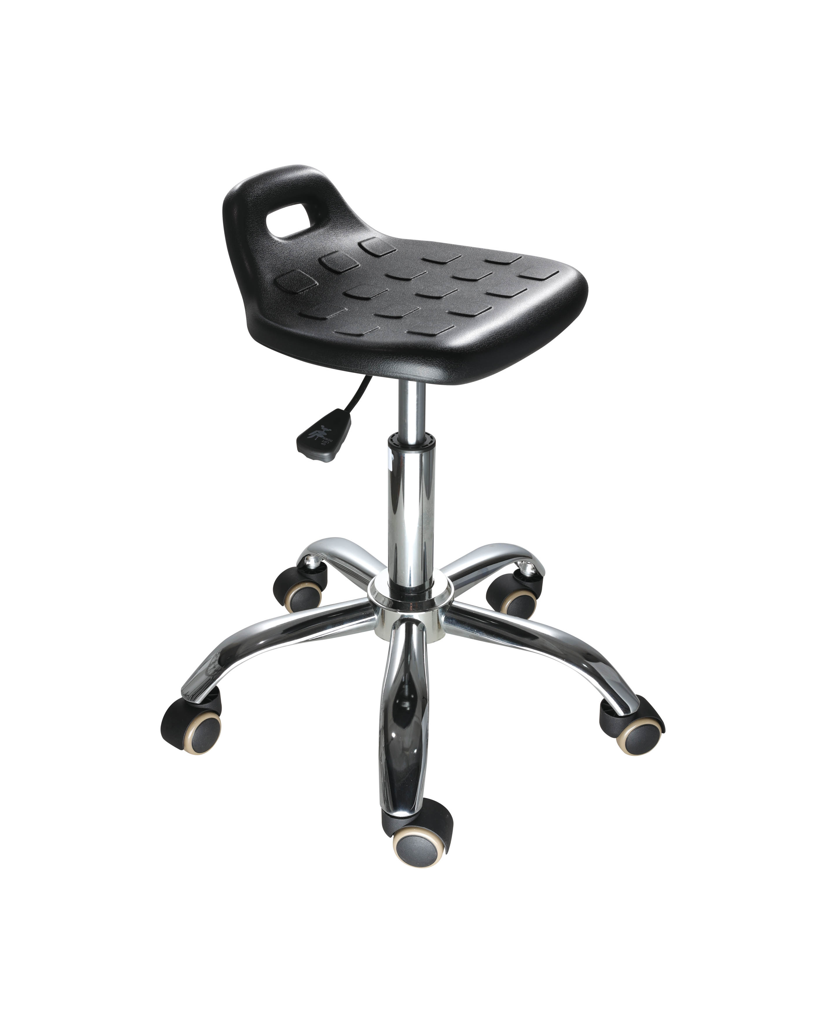 Industrial Polyurethane with Chrome Foot Ring and Casters Adjustable Laboratory Chair